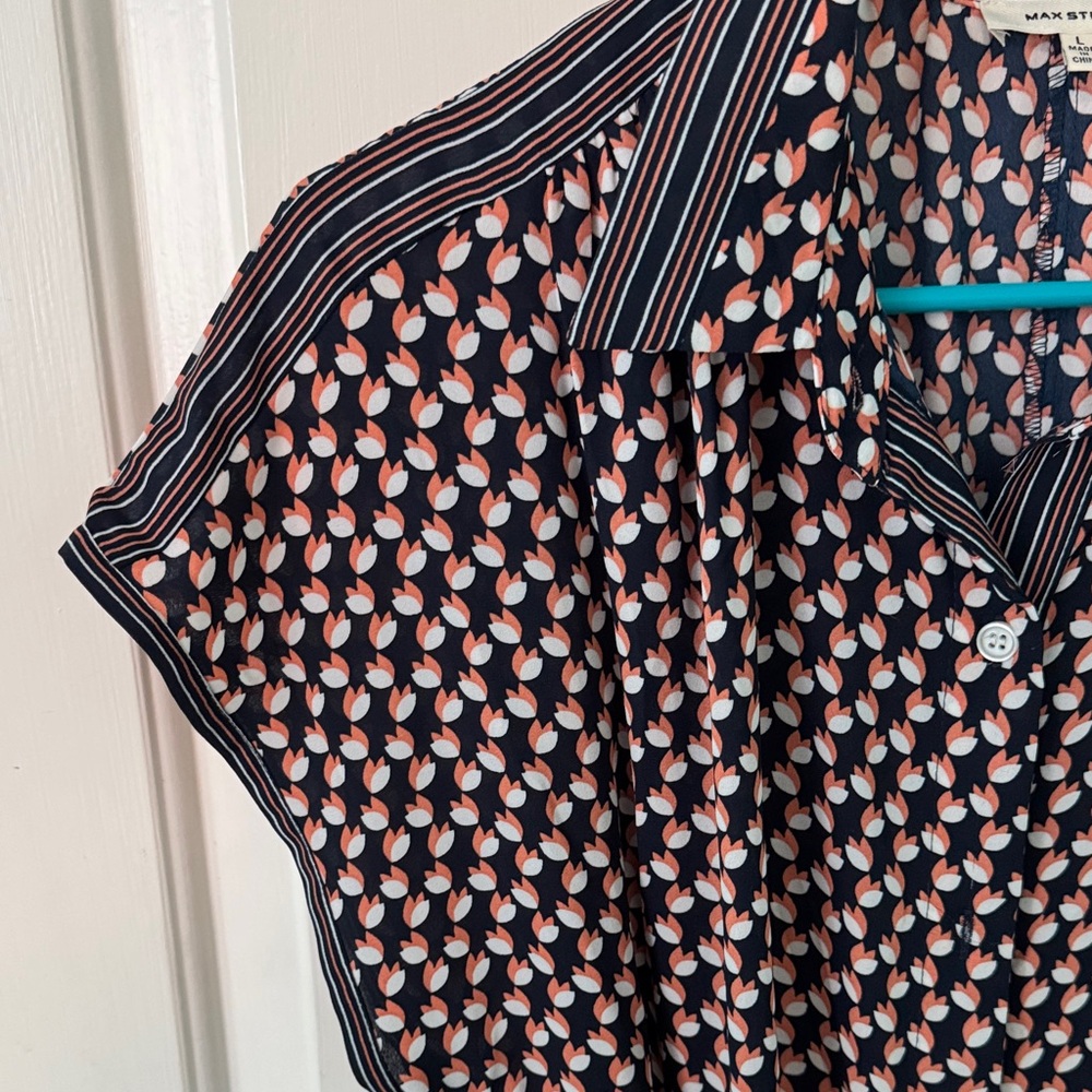 Max Studio Navy And Orange Patterned Jumpsuit - image 5